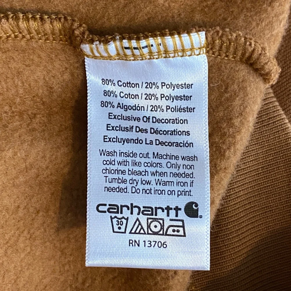 Carhartt Boys Brown Logo Graphic Hooded Sweatshirt Fleece Hoodie‎ Size L 14-16